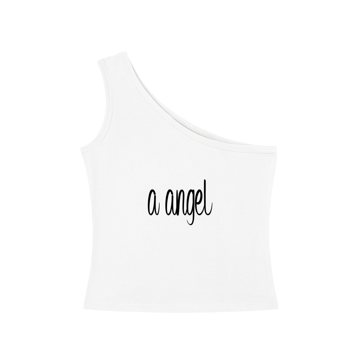 Angel engraved text One-Shoulder crop top