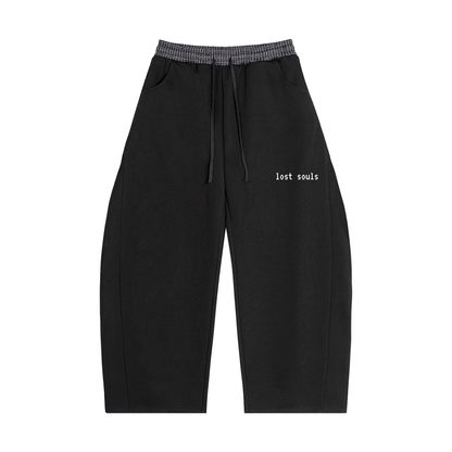 Sweatpants double waisted black plaid lost soul's text