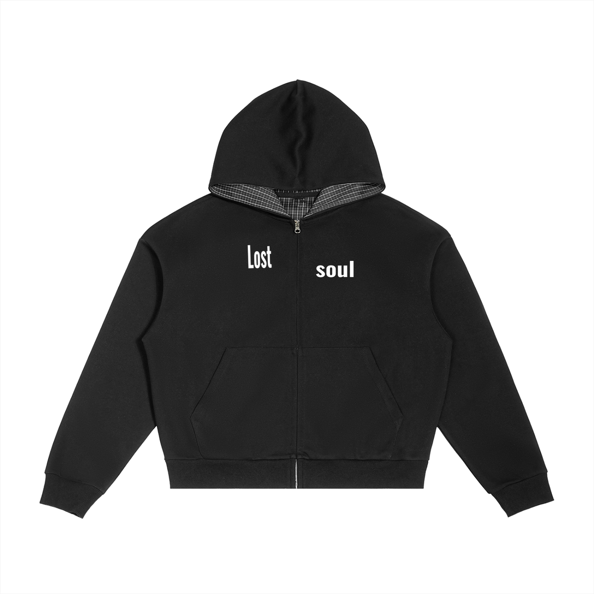 Lost soul's black plaid Zip up
