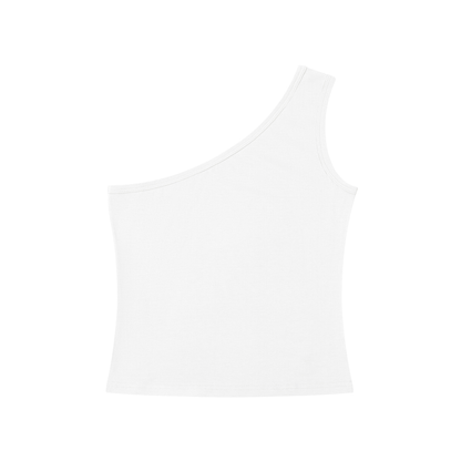 Angel engraved text One-Shoulder crop top