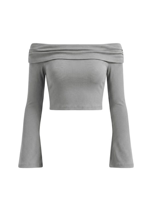 Off-the-Shoulder long sleeve crop top